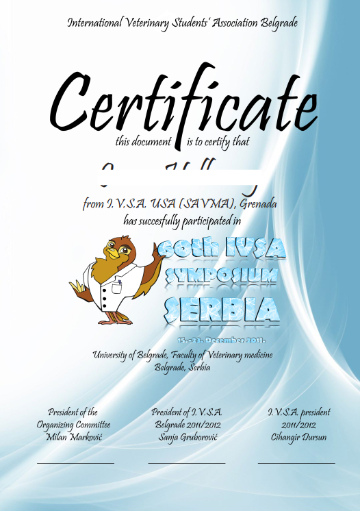 (2011.) Промо материјал за 60. IVSA Симпозијум